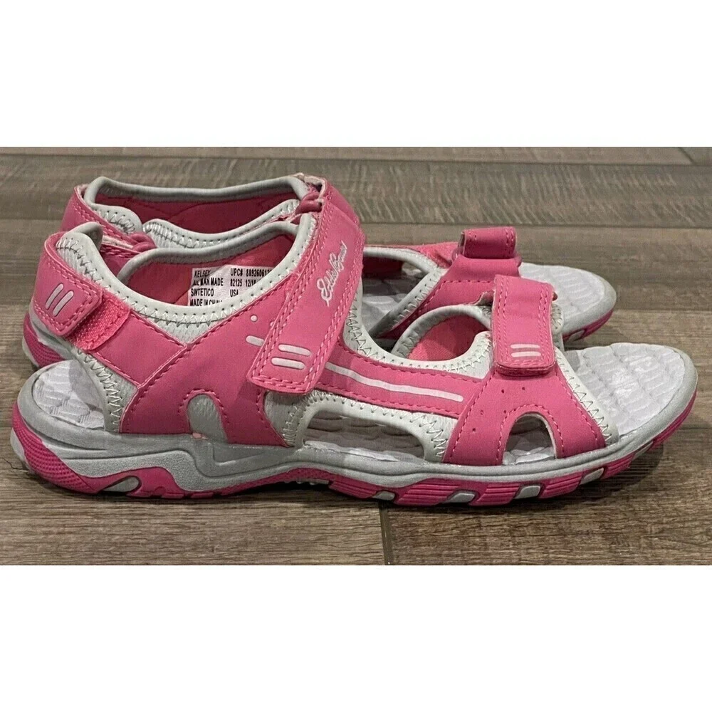 Eddie Bauer Kelsey Sport Sandals Girls Size 4 Pink Adjustable Straps Shoes